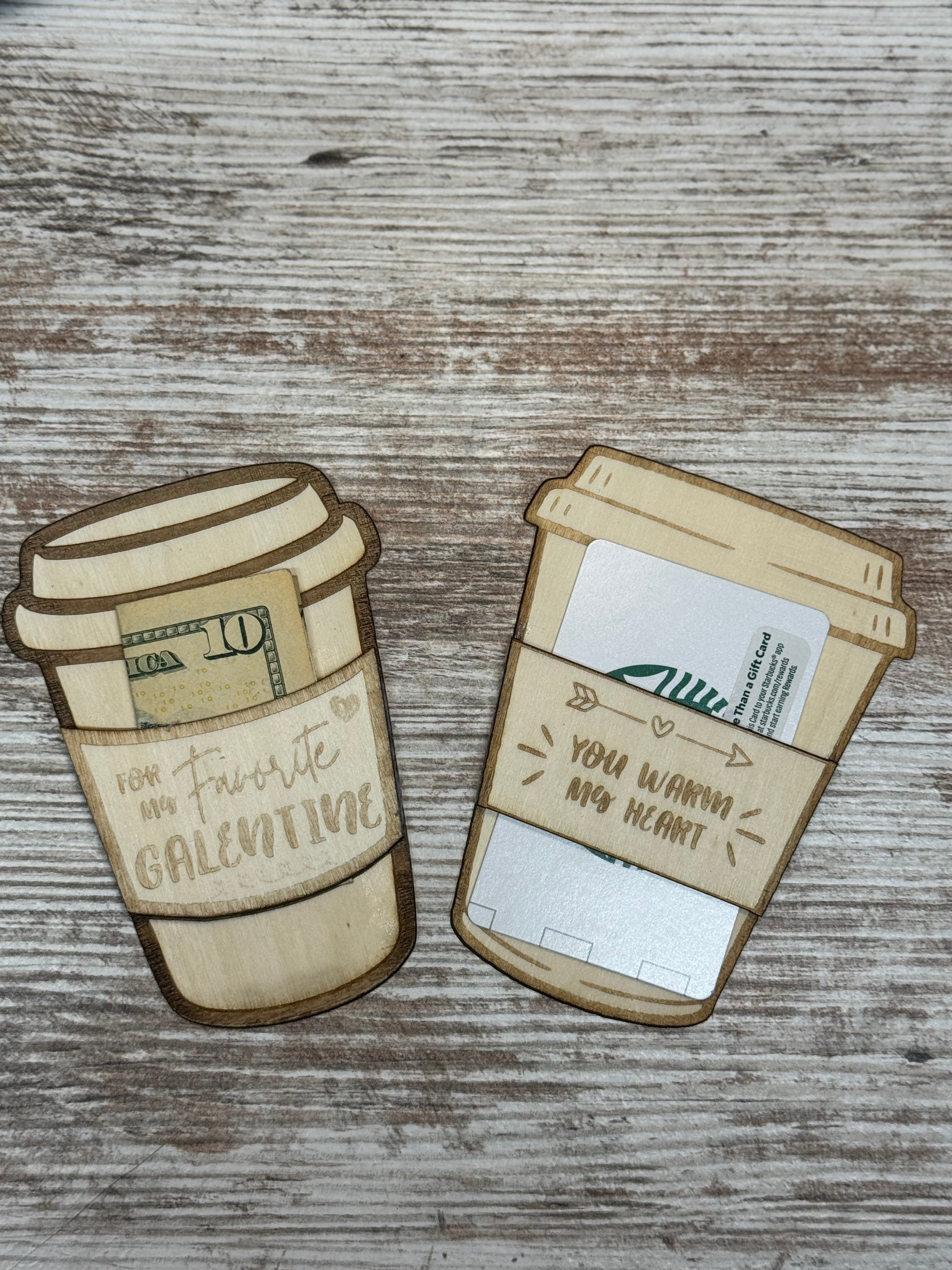 ☕ Custom Cut & Engraved Coffee Gift Card Holders