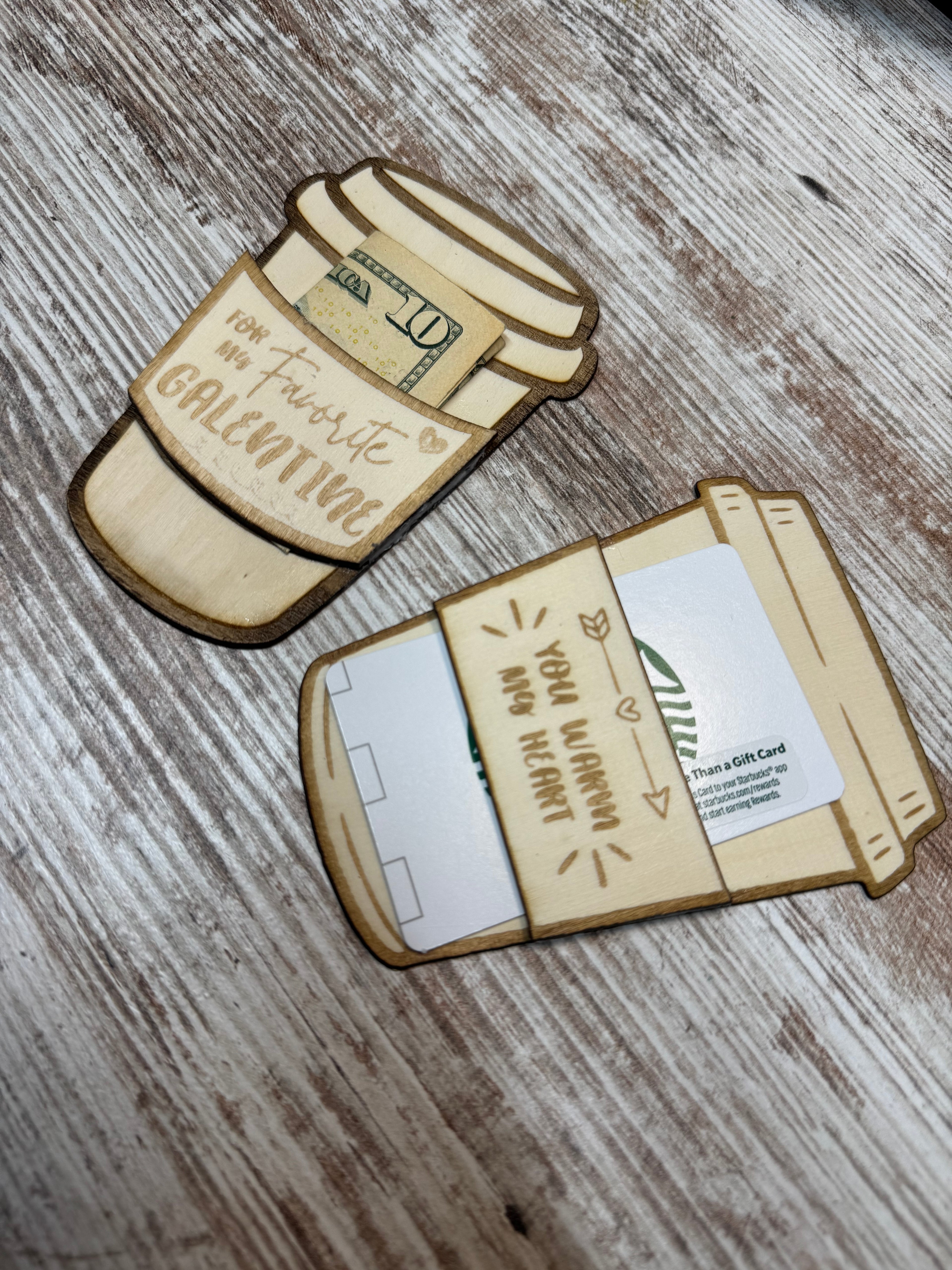 ☕ Custom Cut & Engraved Coffee Gift Card Holders