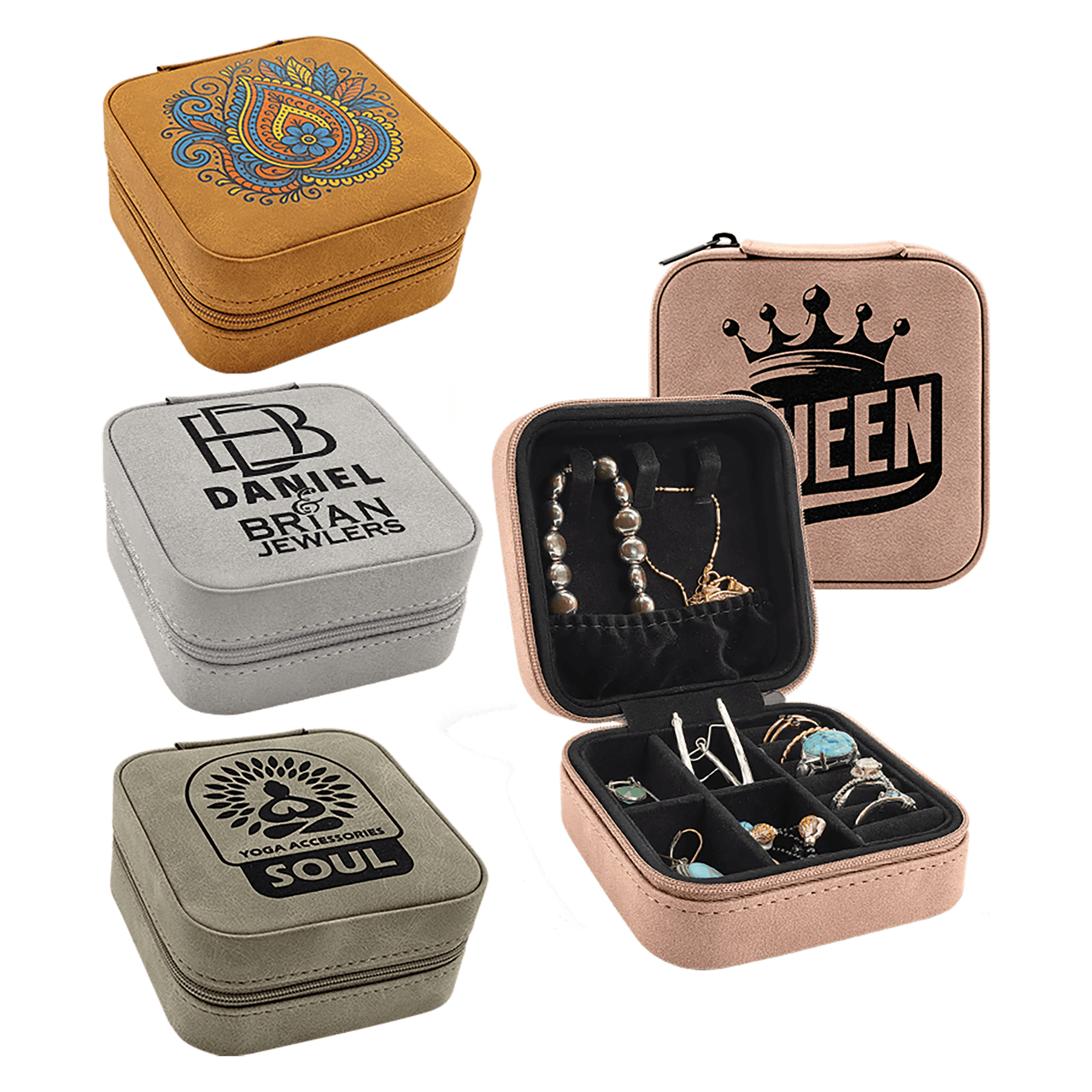 Custom Engraved Leatherette Travel Jewelry Box